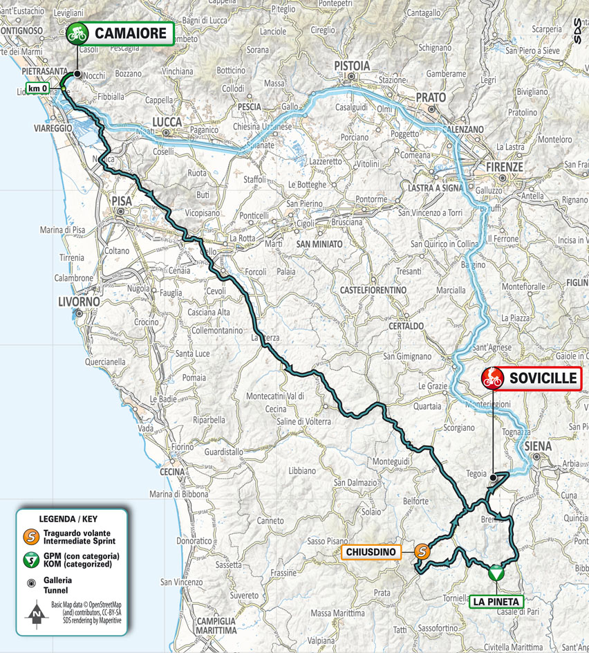 Map Stage 2 2022 Tirreno-Adriatico