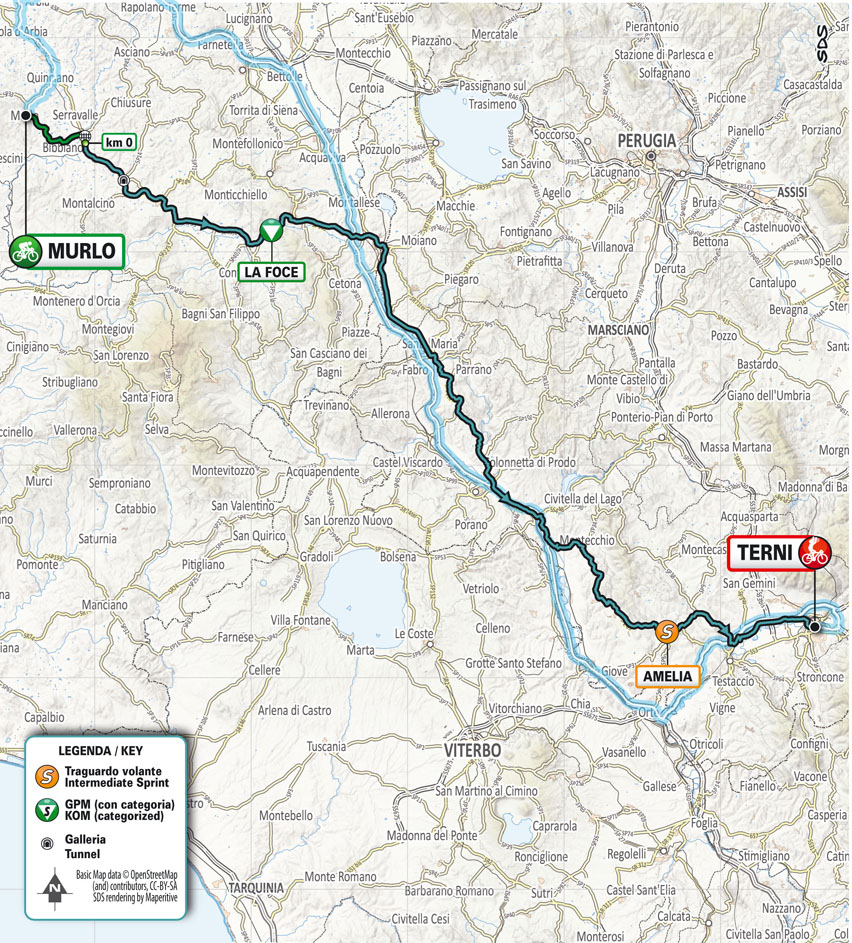 Map Stage 3 2022 Tirreno-Adriatico