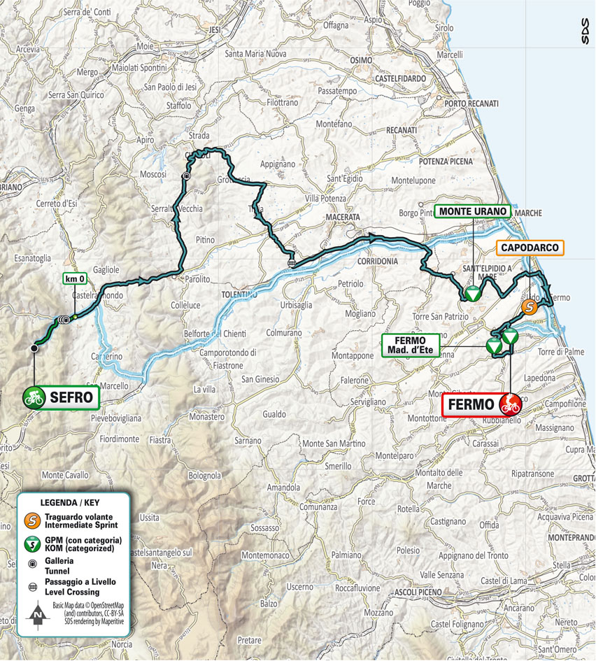 Map Stage 5 2022 Tirreno-Adriatico