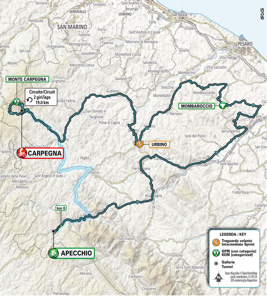 Planimetria/Map Stage 6 Tirreno-Adriatico 2022