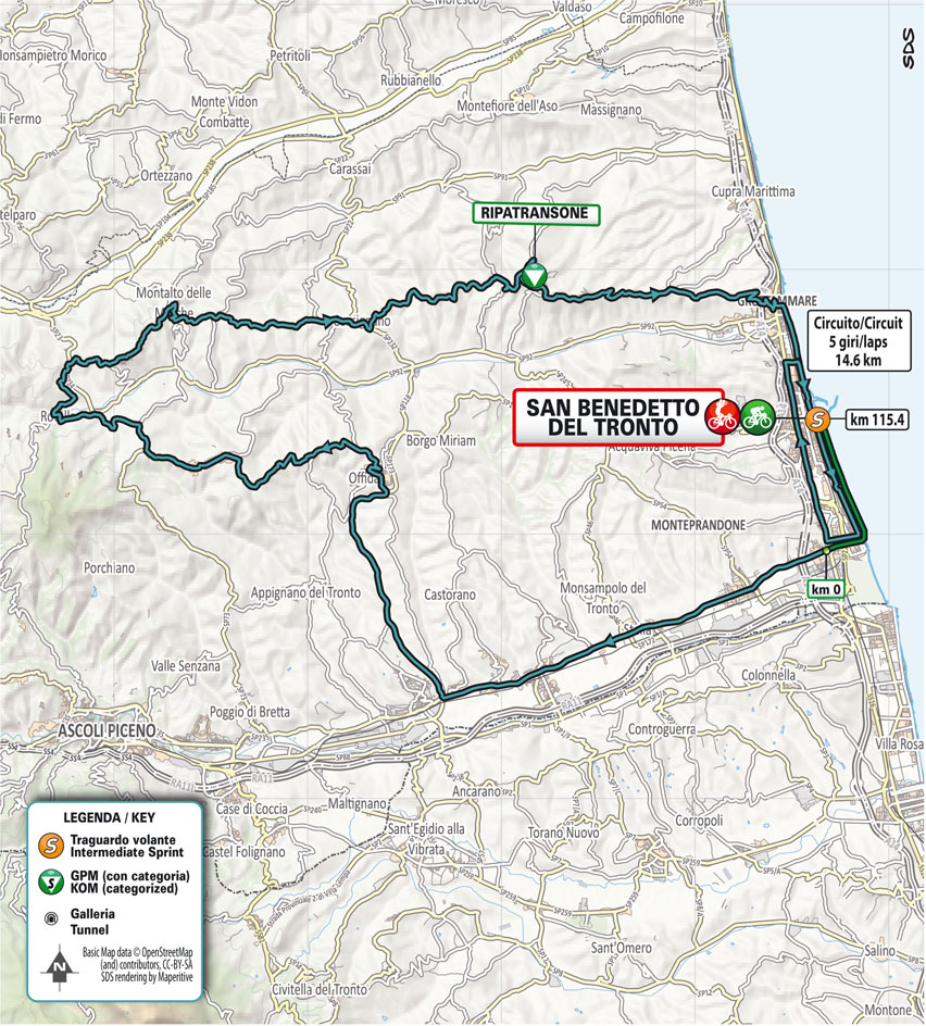 Map Stage 7 2022 Tirreno-Adriatico