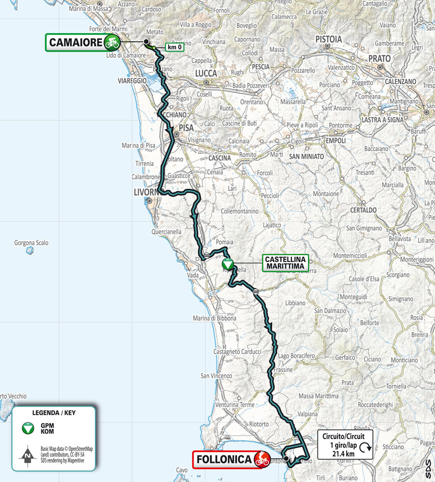 Map/Planimetria Tappa 2 Tirreno-Adriatico 2023