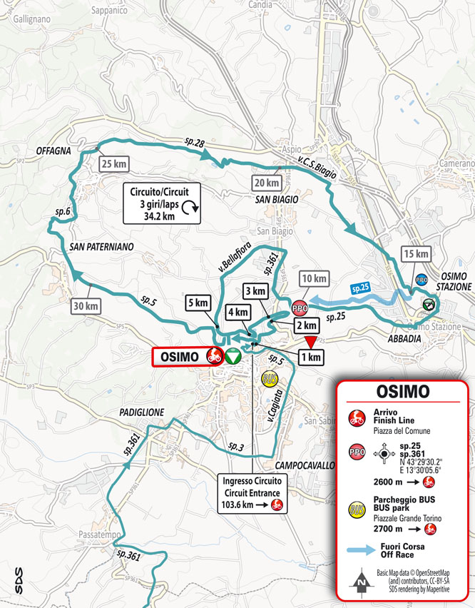 Circuito/Circuit Tappa 6 Tirreno-Adriatico 2023